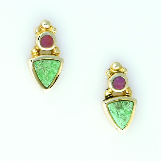 14kt Gold Sugilite Gaspeite Inlay Earrings - DeSantis