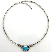 Handmade 21 5/8" Inch Sterling Silver Blue Kingman Turquoise Necklace