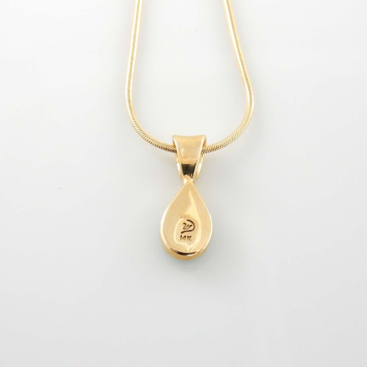 14kt Gold Sleeping Beauty Turquoise Teardrop Inlay Pendant - DeSantis