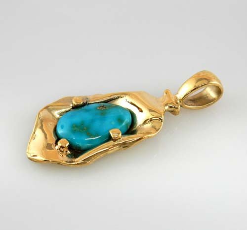 14kt Gold Royston Turquoise Pendant - DeSantis