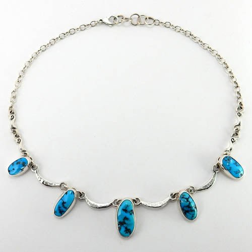 Handmade Adjustable Sterling Silver Kingman Turquoise Necklace - DeSantis