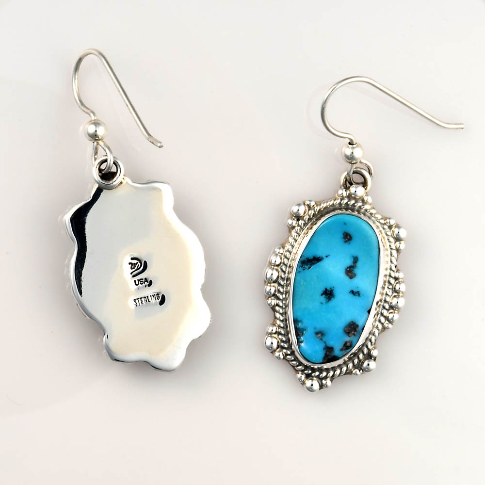Handmade Sterling Silver Kingman Turquoise Dangle Earrings - DeSantis