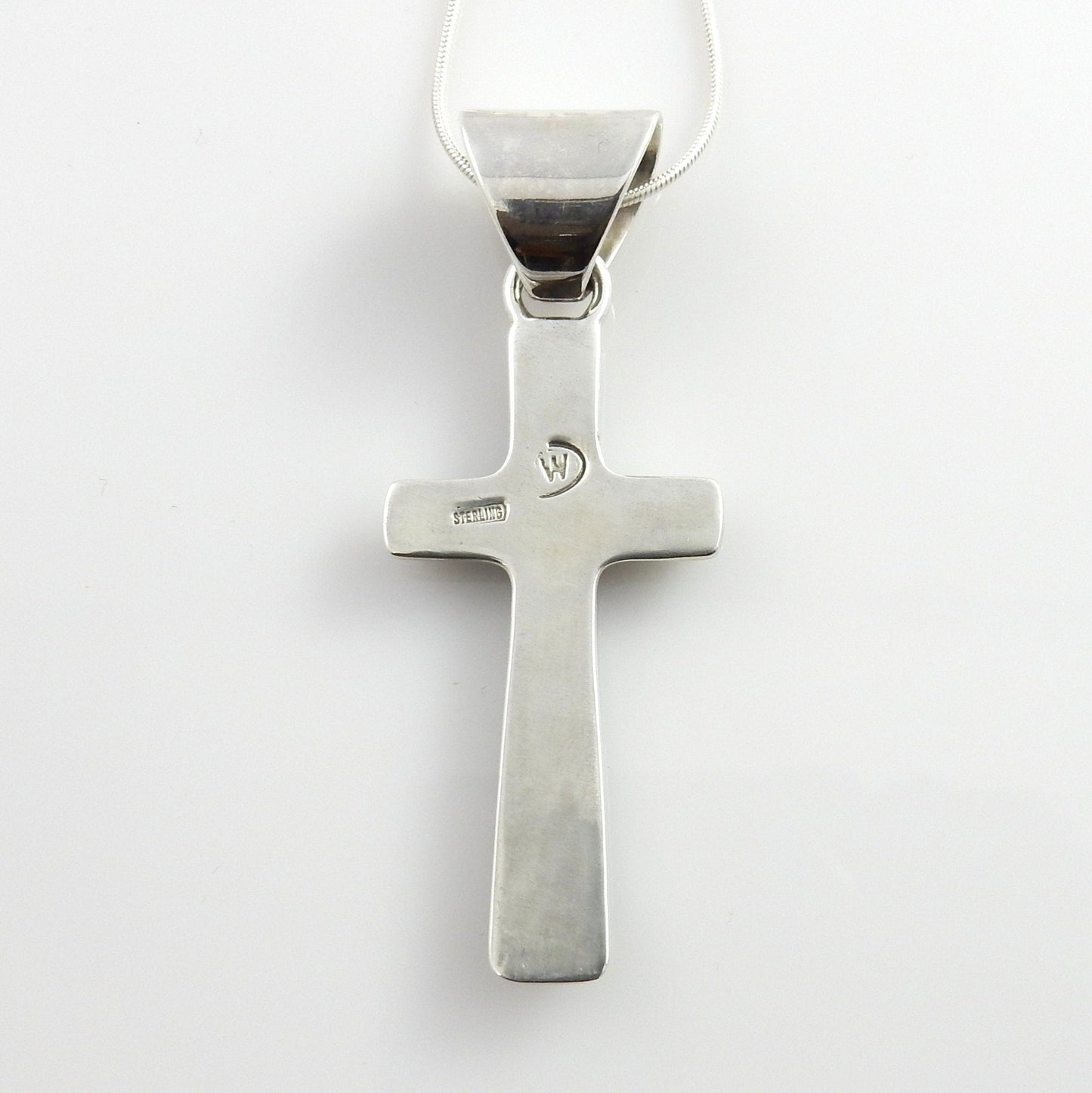One of a Kind Sterling Silver Turquoise Onyx Inlay Cross Pendant - DeSantis