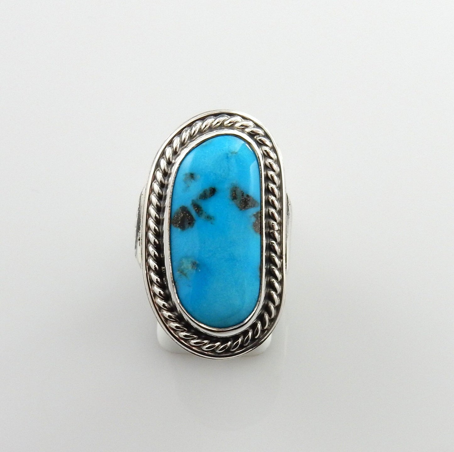 Southwestern Handmade Blue Turquoise Sterling Silver Ring, Silver Unique Handmade Blue Turquoise Ring, Silver Turquoise Unique Ring Size 8 - DeSantis