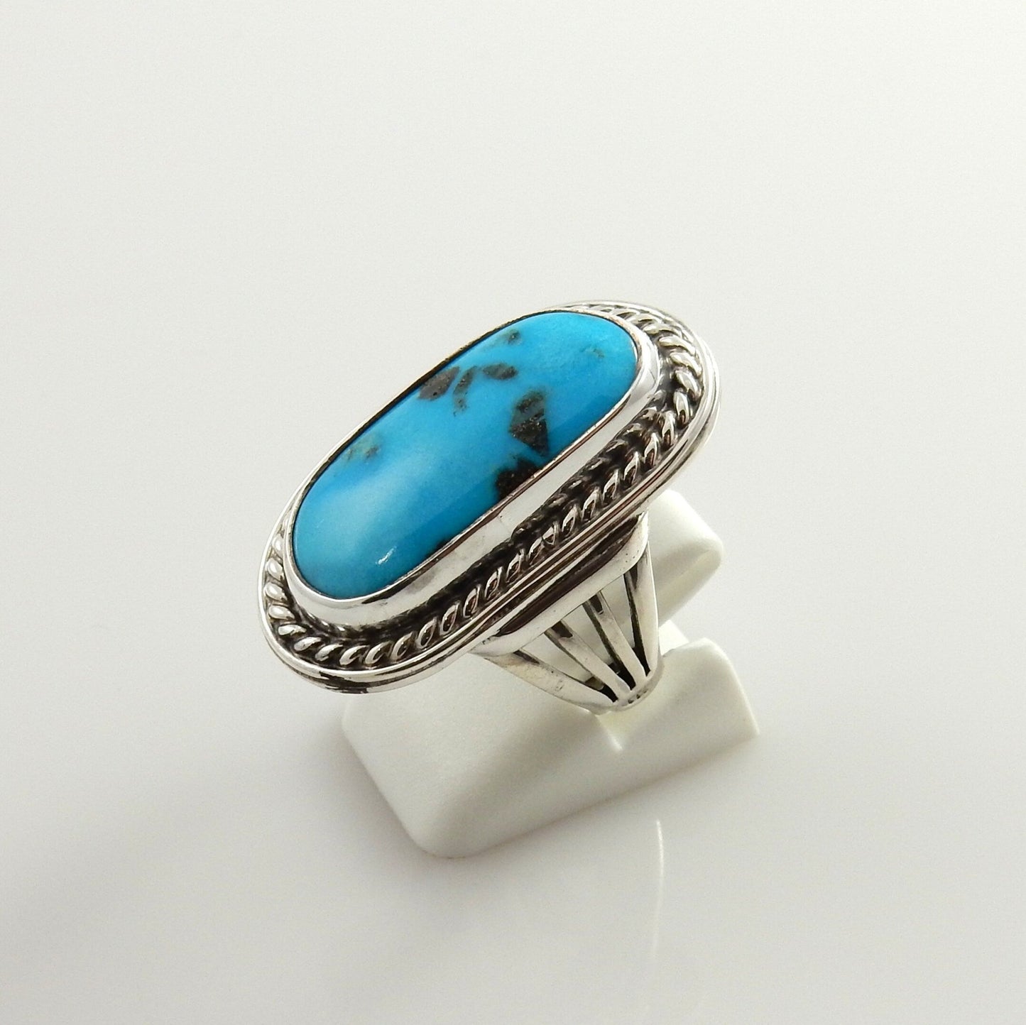 Southwestern Handmade Blue Turquoise Sterling Silver Ring, Silver Unique Handmade Blue Turquoise Ring, Silver Turquoise Unique Ring Size 8 - DeSantis