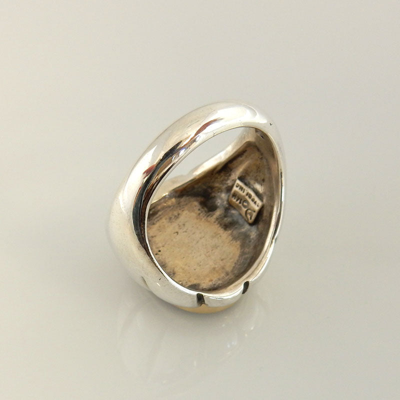 Sterling Silver and Gold Multi-Stone Inlay Ring Size 11 - DeSantis