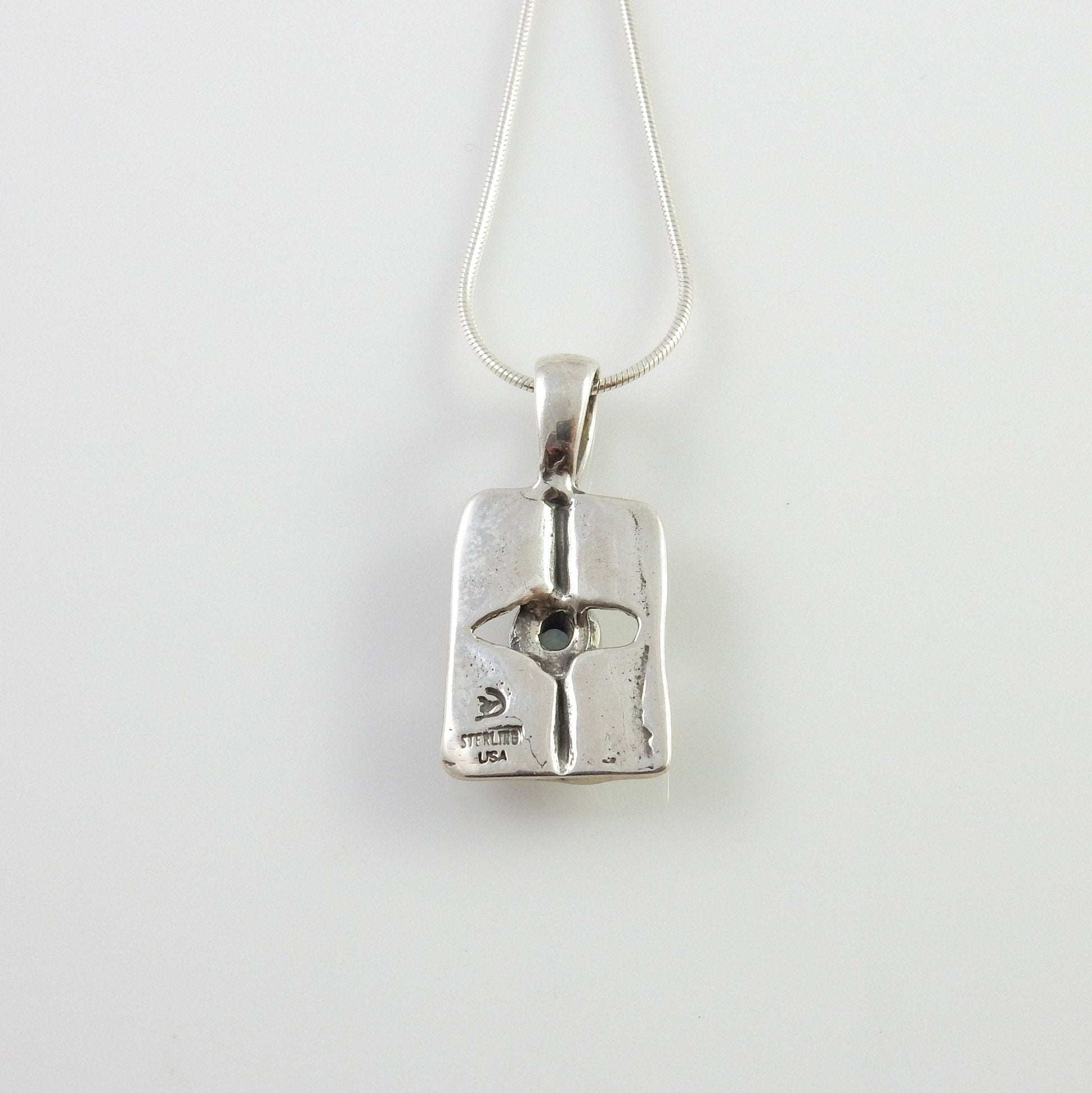 Sterling Silver Blue Topaz Handmade Pendant, Beautiful silver topaz drop pendant, topaz designer silver .925 drop pendant with chain - DeSantis