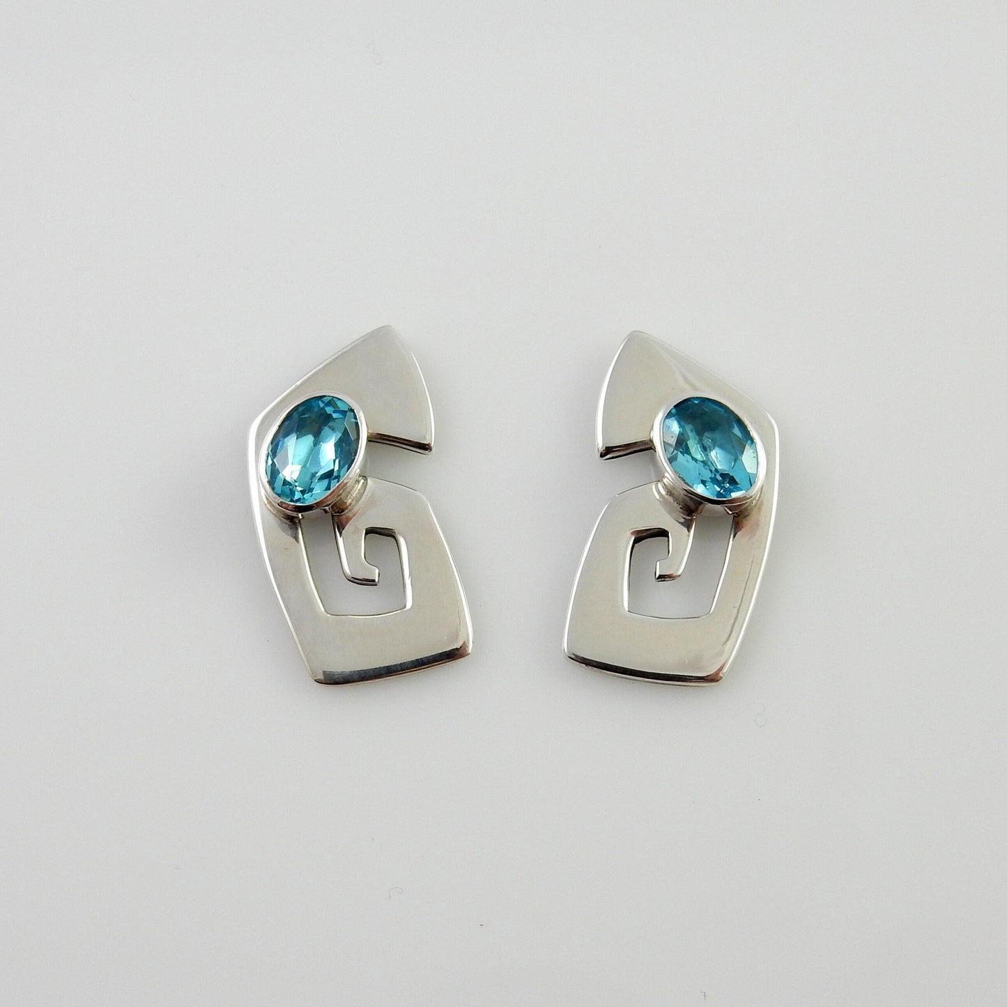 Sterling Silver Blue Topaz Post Earrings - DeSantis