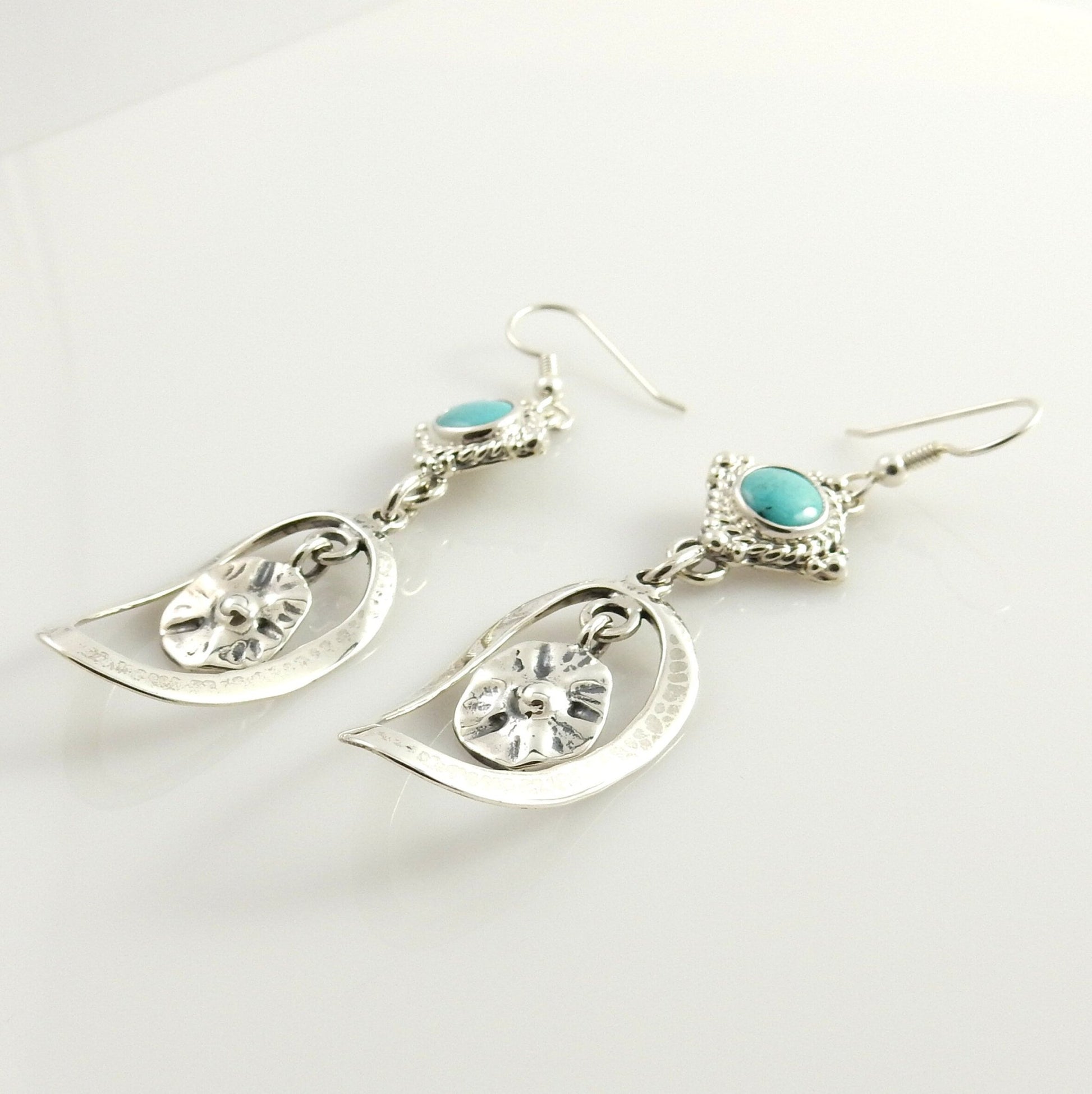 Sterling Silver Blue Turquoise Dangle Earrings - DeSantis