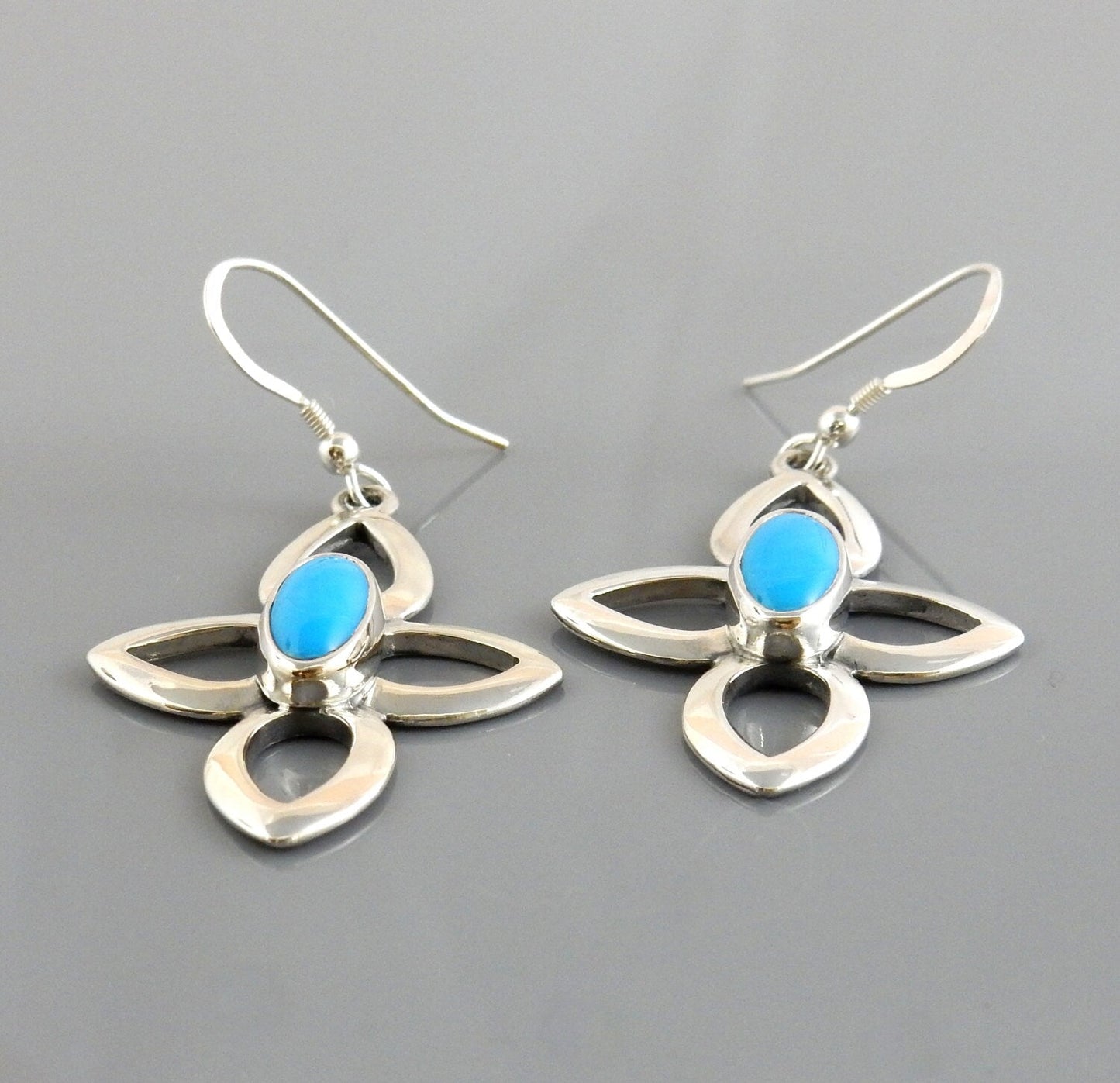 Sterling Silver Blue Turquoise Dangle Earrings - DeSantis