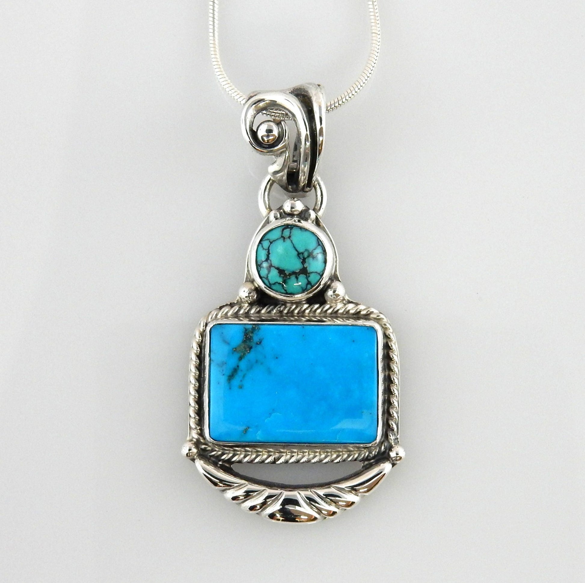 Sterling Silver Blue Turquoise Drop Pendant - DeSantis