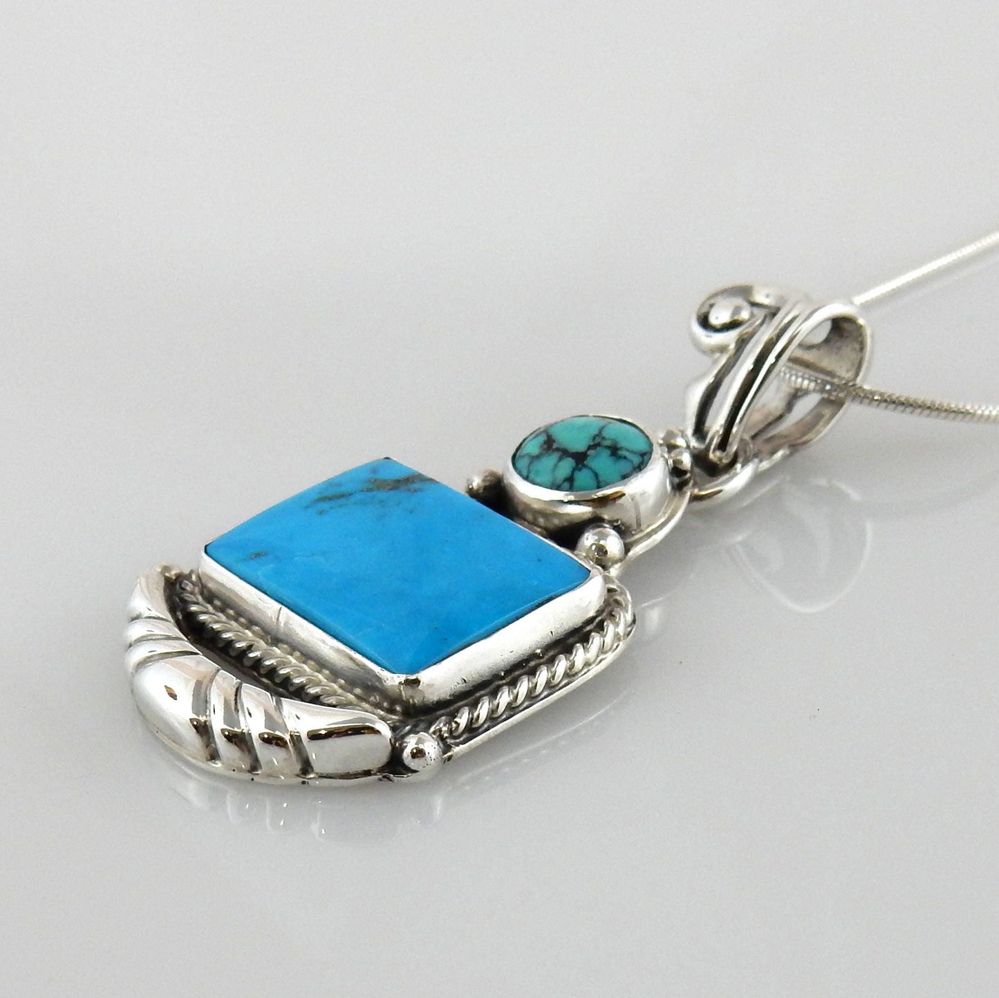 Sterling Silver Blue Turquoise Drop Pendant - DeSantis