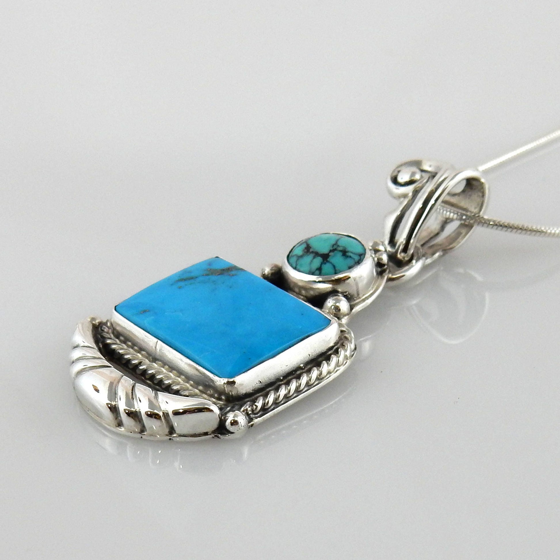 Sterling Silver Blue Turquoise Drop Pendant - DeSantis