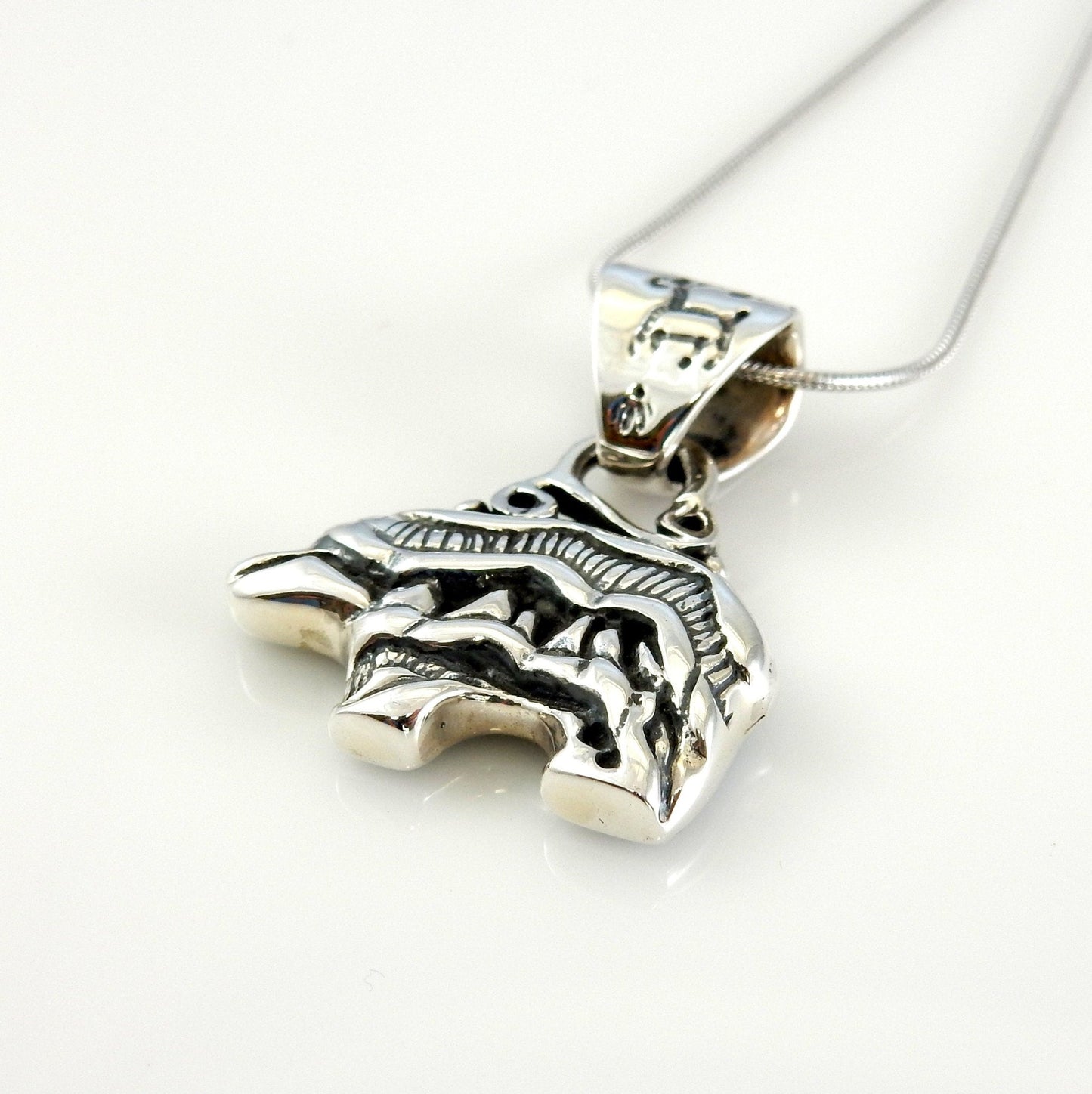 Sterling Silver Blue Turquoise Inlay Bear Pendant - DeSantis