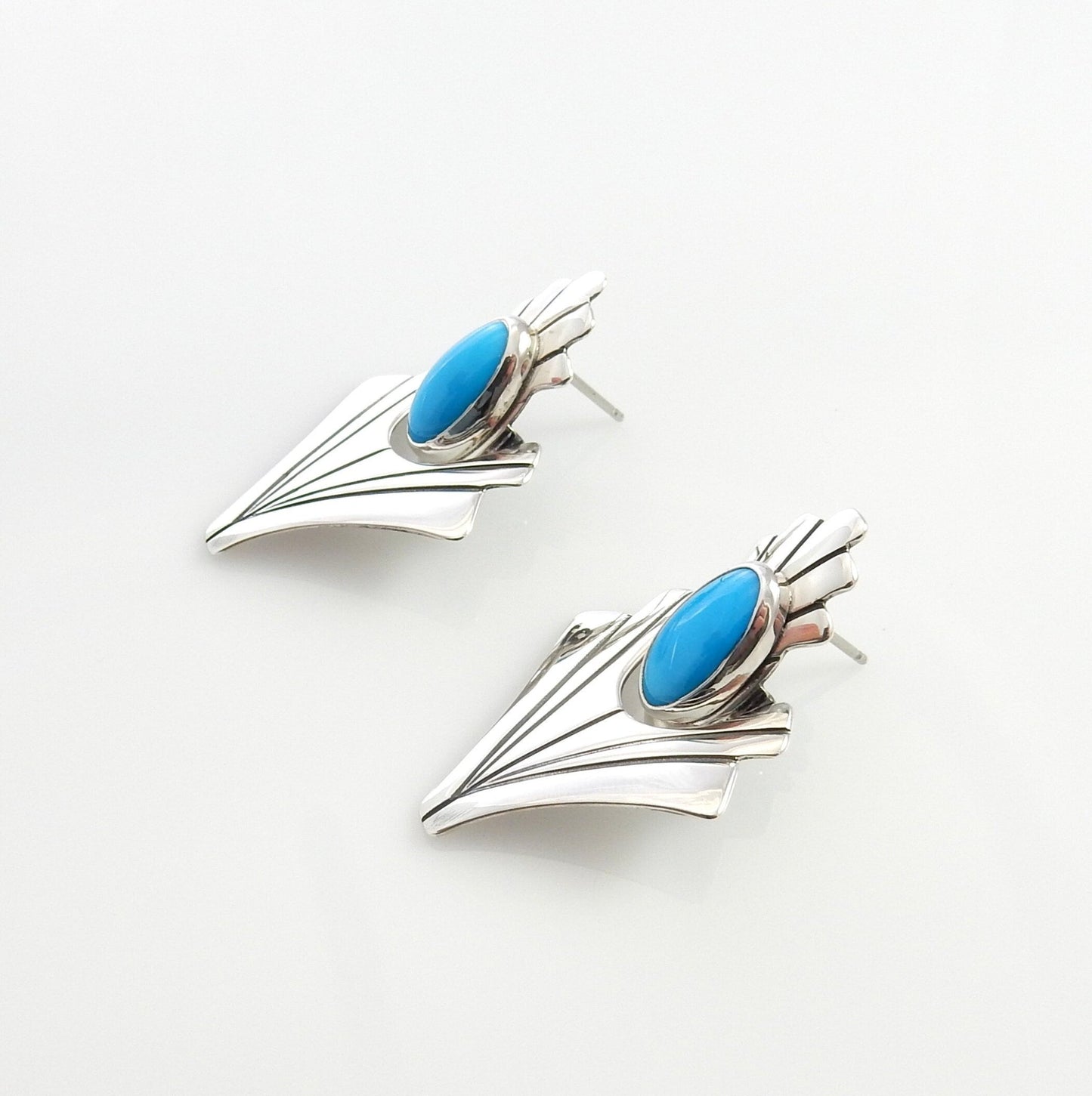Sterling Silver Blue Turquoise Post Earrings - DeSantis