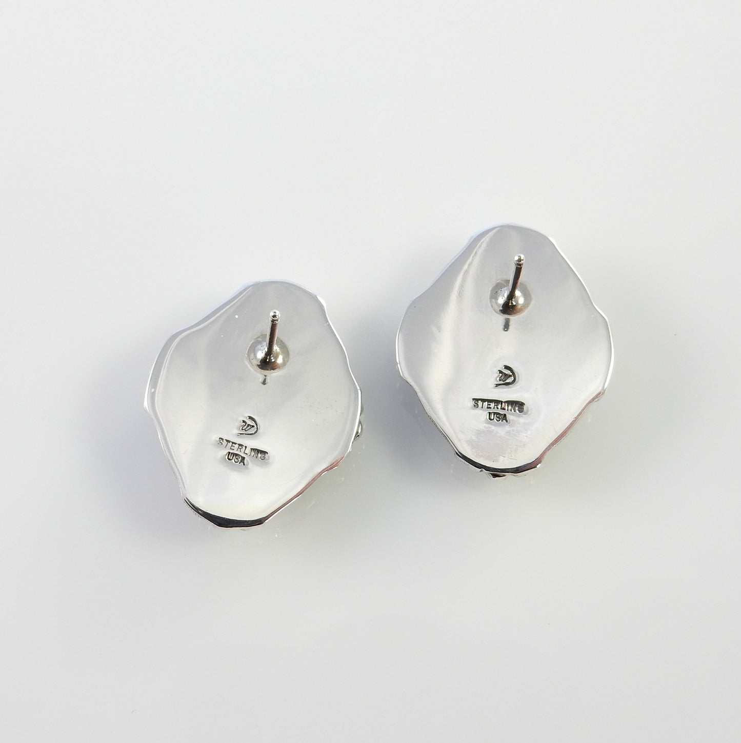 Sterling Silver Denim Lapis Handmade Post Earrings - DeSantis