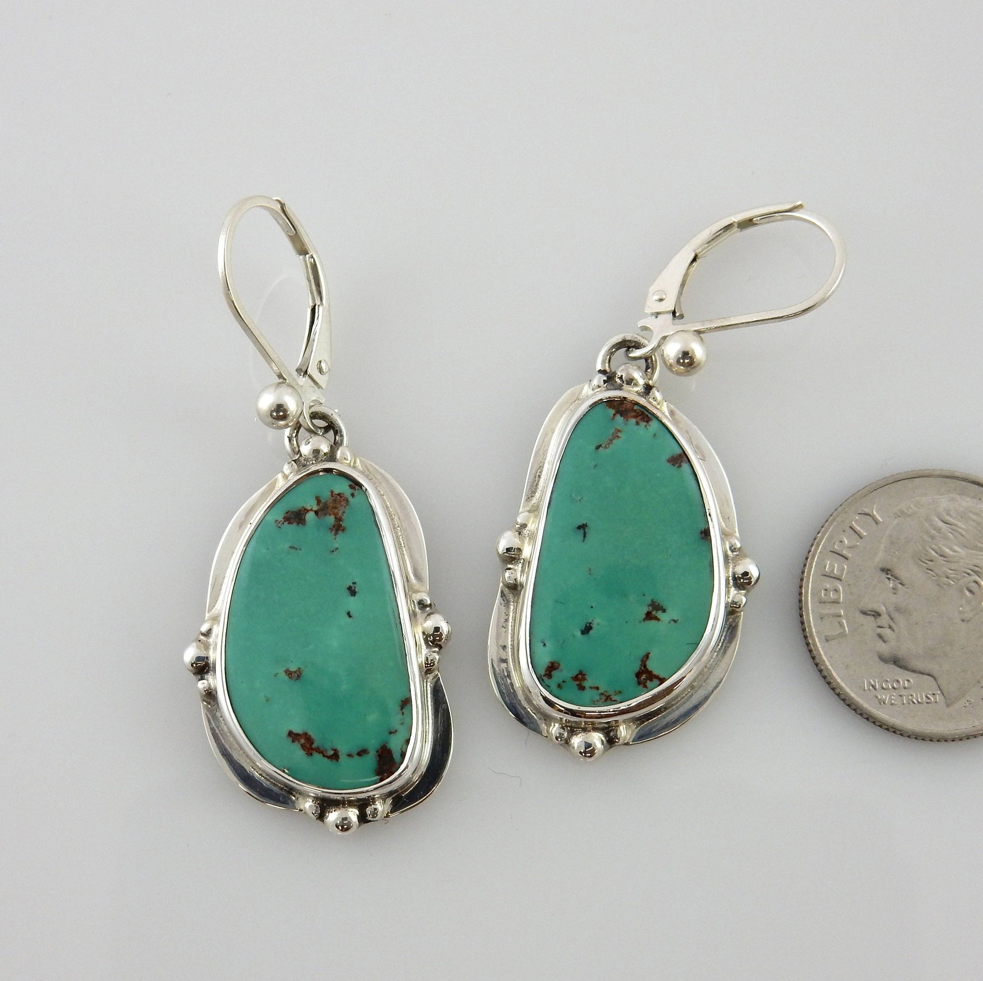 Sterling Silver Green Turquoise Dangle Earrings - DeSantis