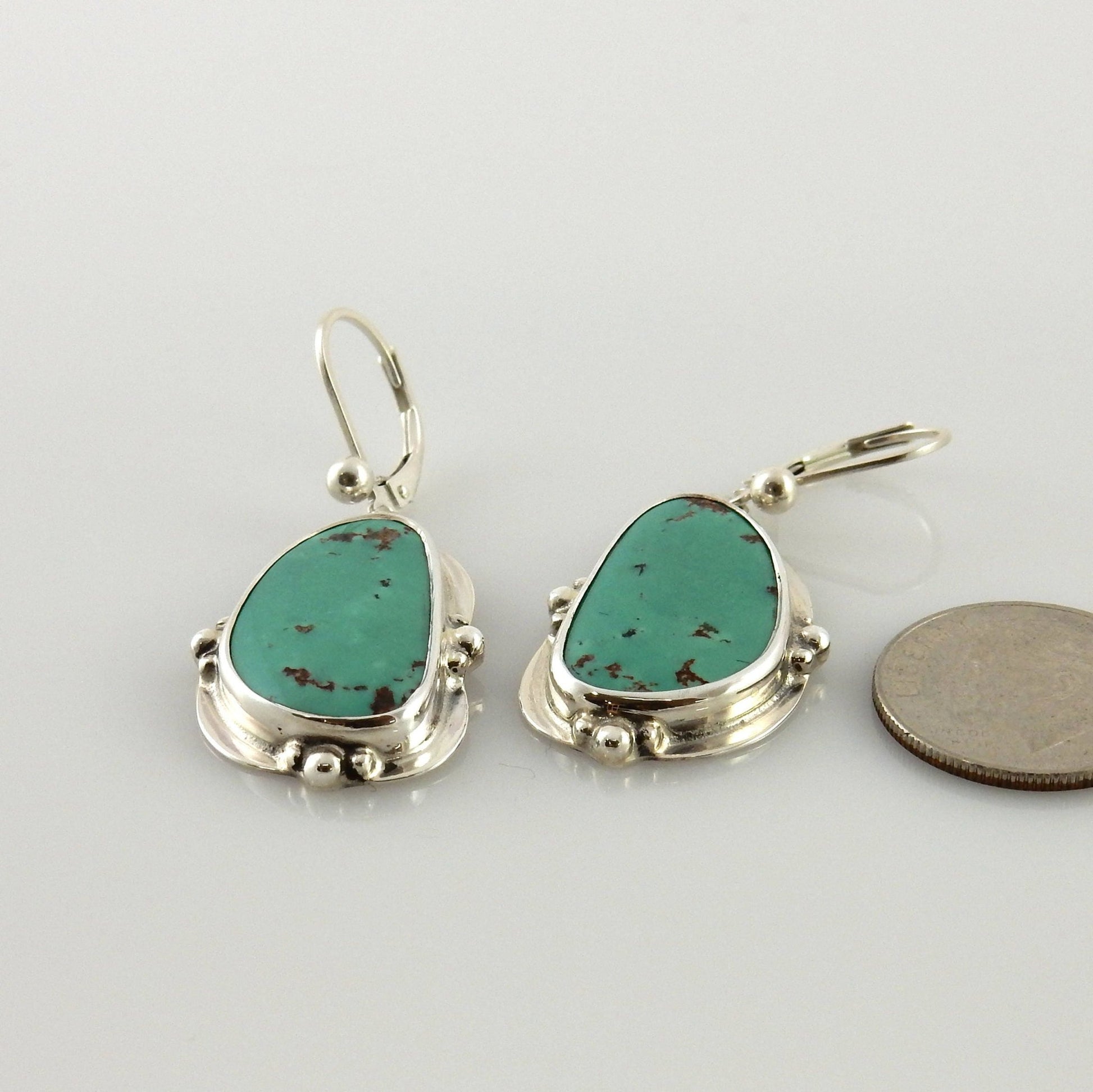 Sterling Silver Green Turquoise Dangle Earrings - DeSantis