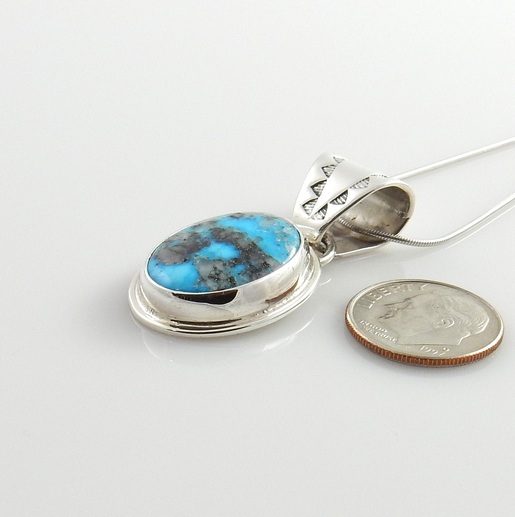 Sterling Silver Kingman Turquoise Pendant - DeSantis