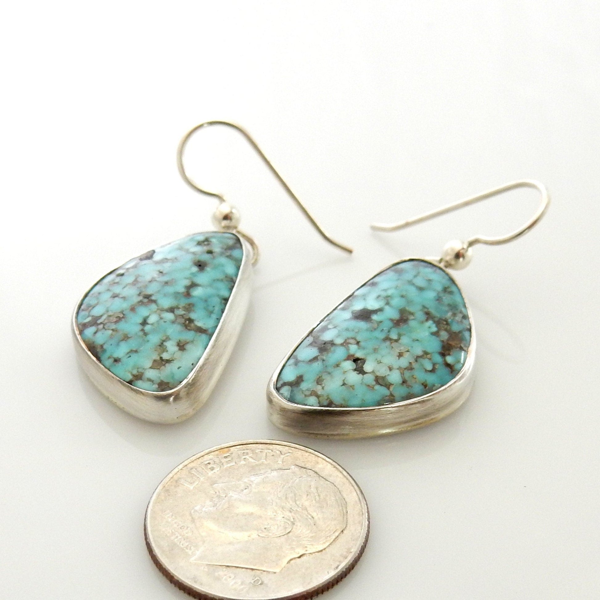Sterling Silver Matrix Turquoise Dangle Earrings - DeSantis