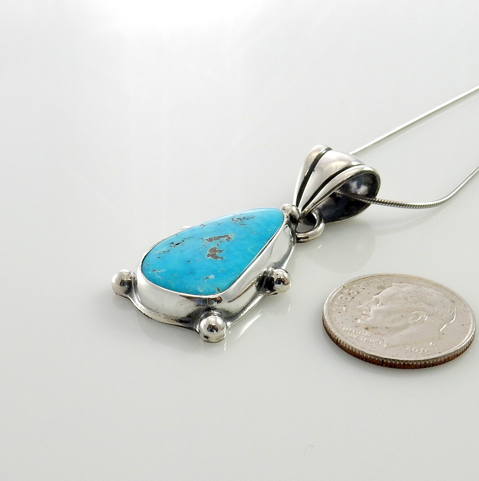 Sterling Silver Morenci Turquoise Pendant - DeSantis