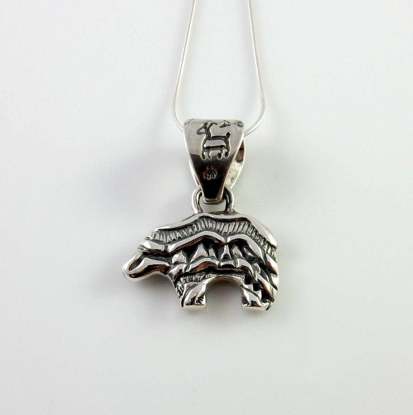 Sterling Silver Multi - stone Diamond Inlay Bear Pendant - DeSantis