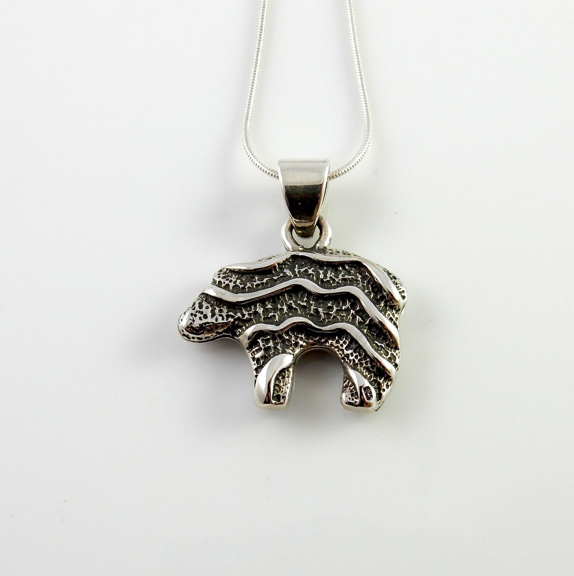 Sterling Silver Multi - stone Inlay Bear Pendant - DeSantis