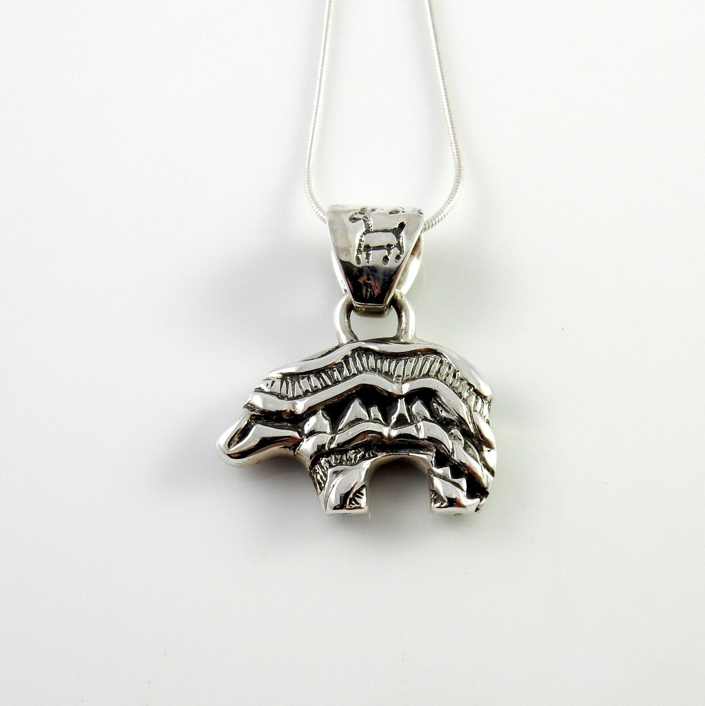 Sterling Silver Multi - stone Inlay Bear Pendant - DeSantis