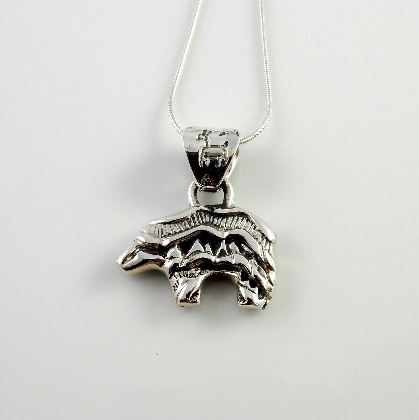 Sterling Silver Multi - stone Mosaic Inlay Bear Pendant - DeSantis
