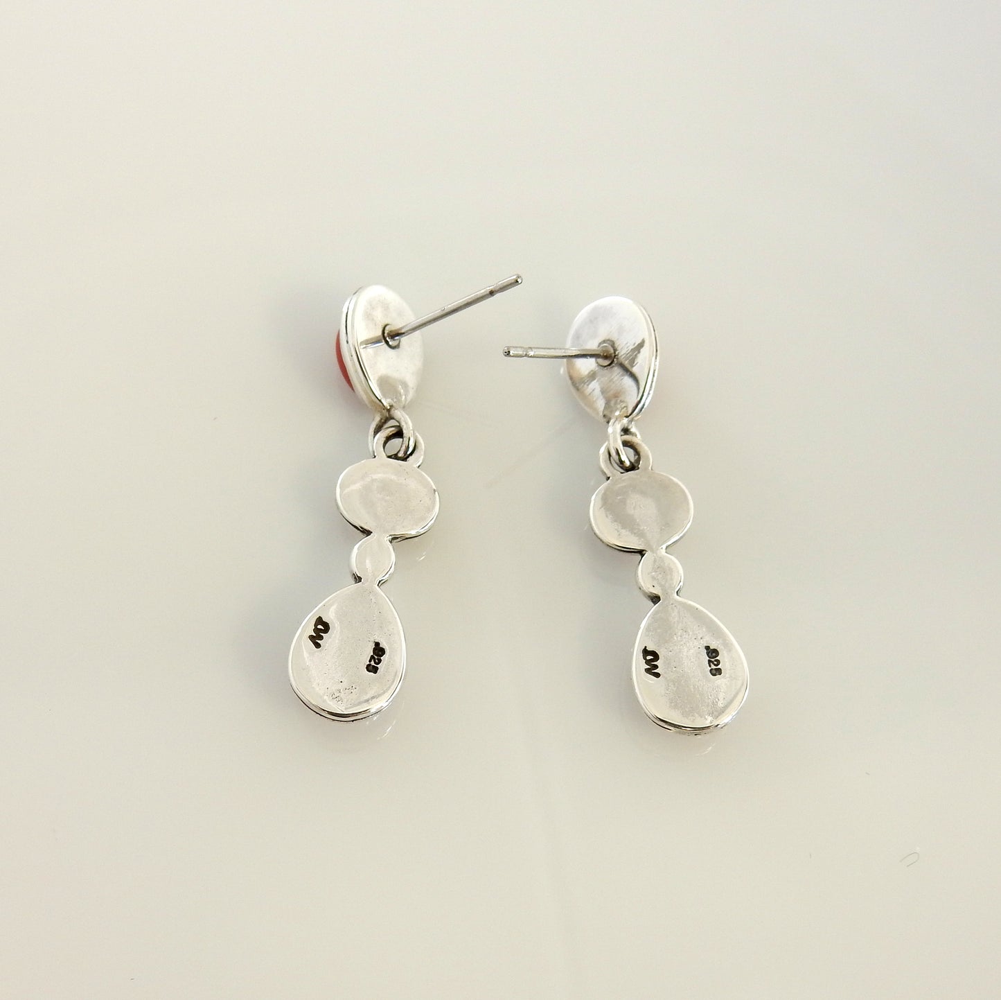 Sterling Silver Natural Coral Post Dangle Earrings - DeSantis