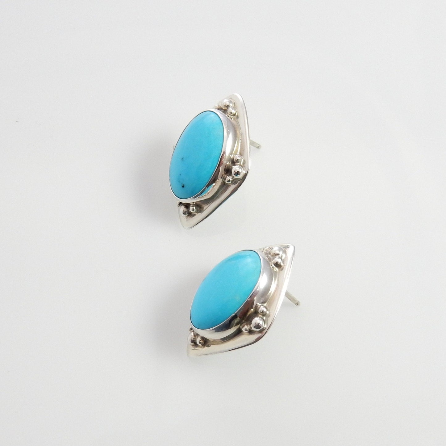 Sterling Silver Sleeping Beauty Turquoise Post Earrings - DeSantis