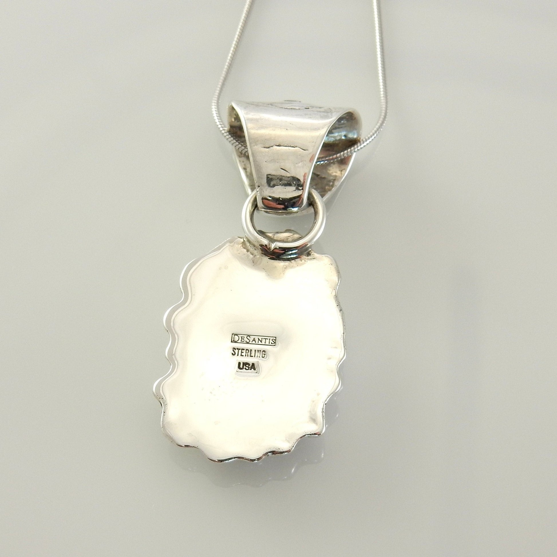 Sterling Silver Spiny Oyster Handmade Pendant, Beautiful silver reddish spiny oyster drop pendant, spiny oyster southwestern silver pendant - DeSantis