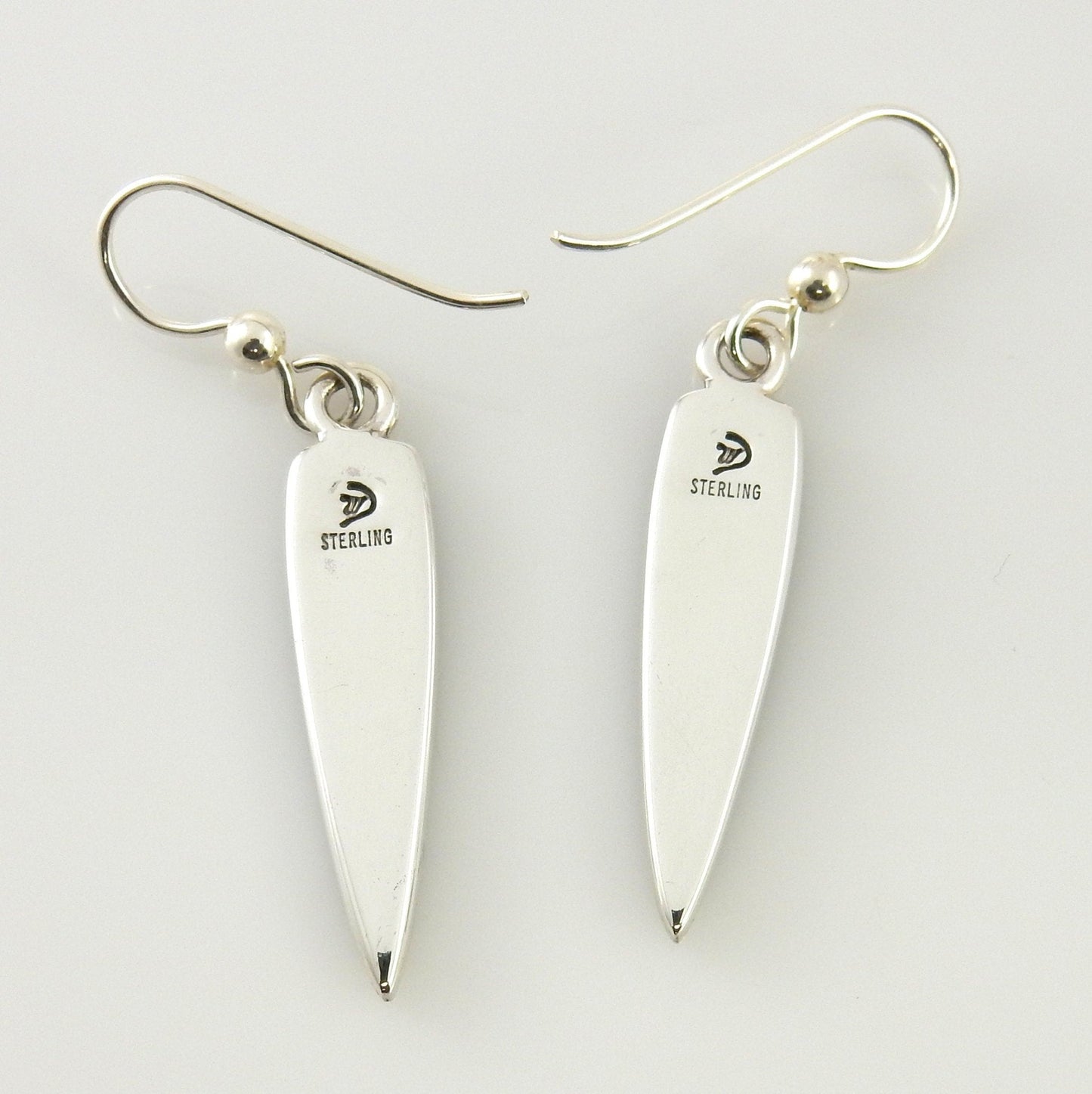 Sterling Silver Turquoise Coral Inlay Dangle Earrings - DeSantis