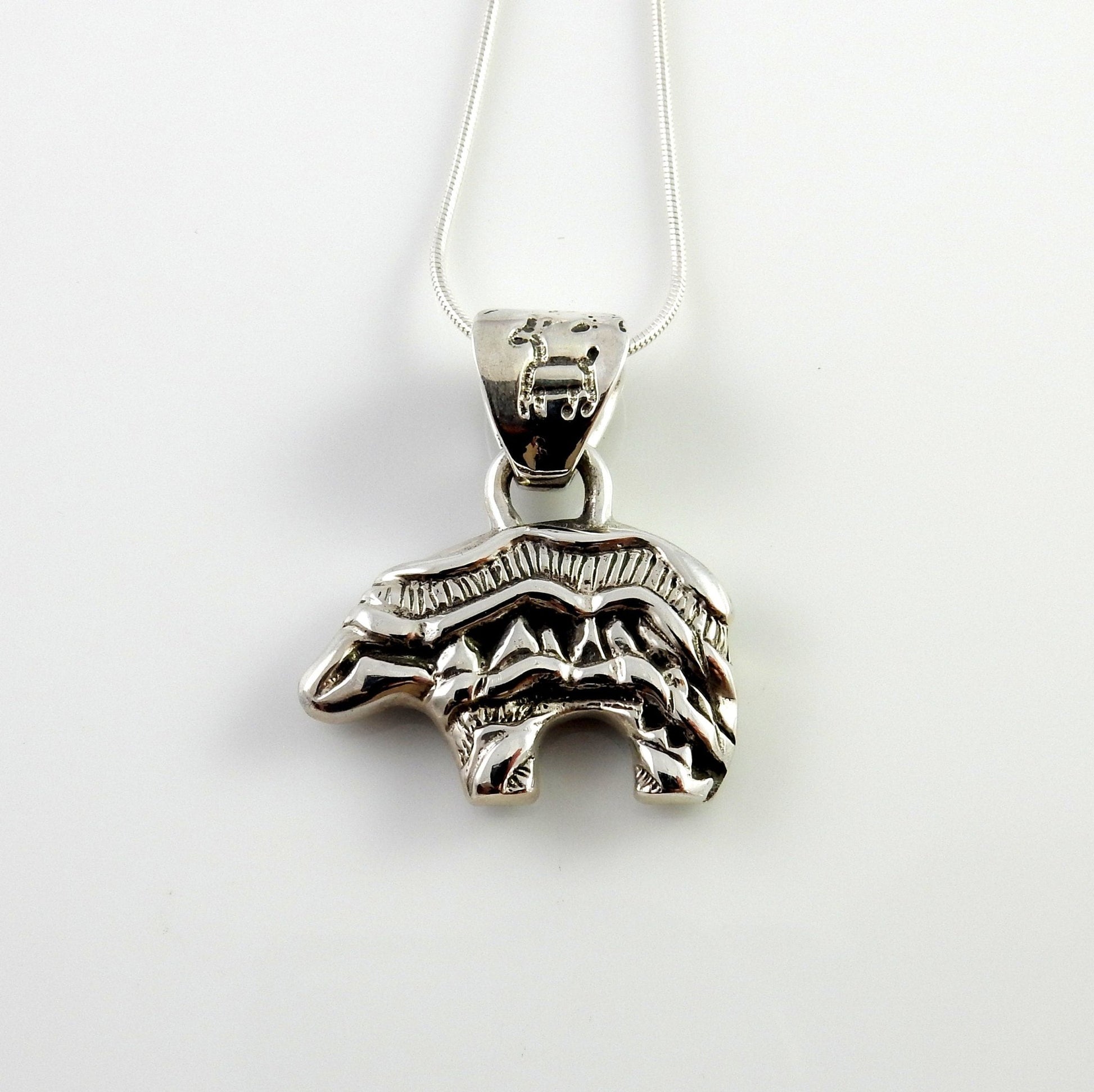 Sterling Silver Turquoise Onyx Inlay Bear Pendant - DeSantis