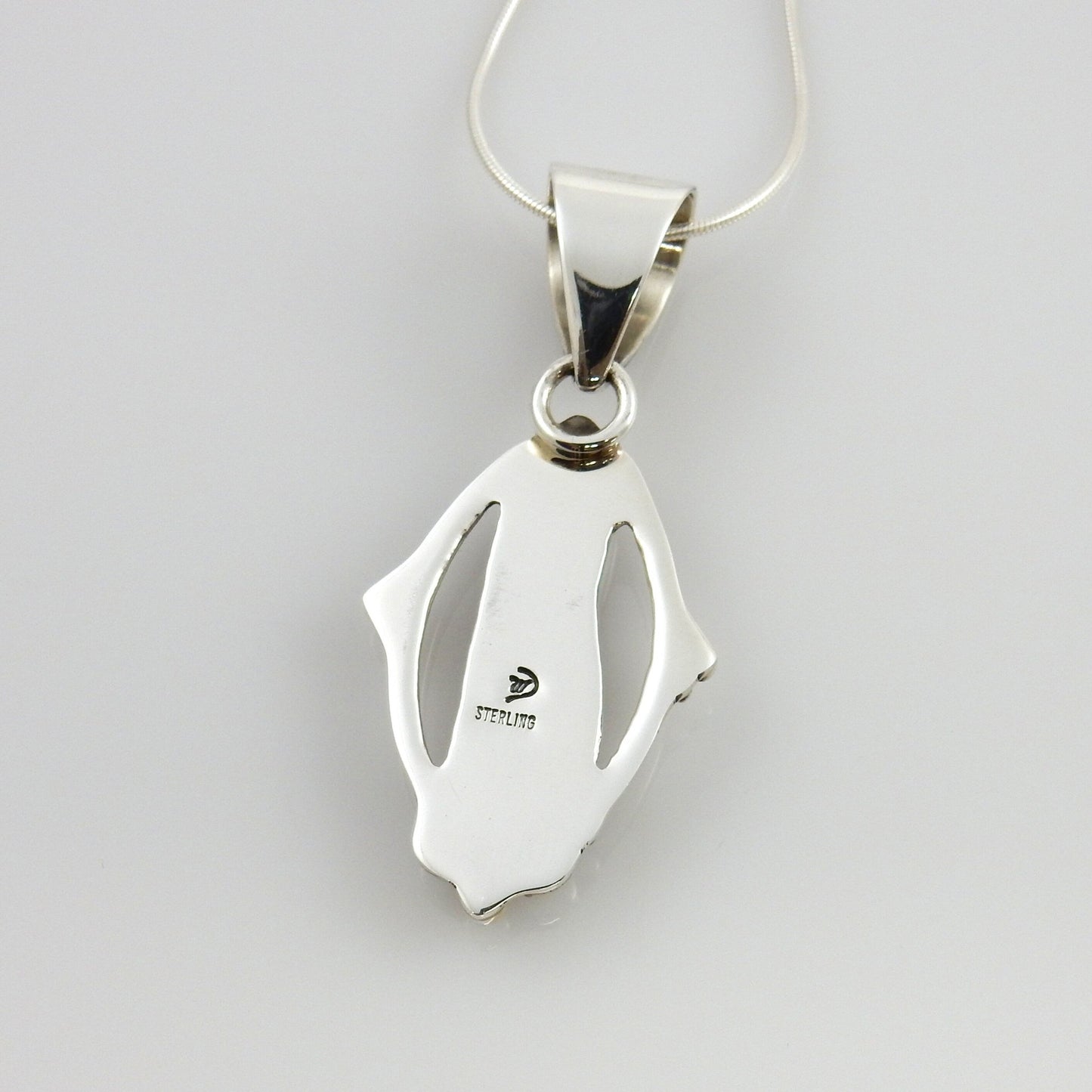 Unique One - of - a - kind Sterling Silver Italian Red Coral drop Bear Pendant w/ 18" snake chain - DeSantis