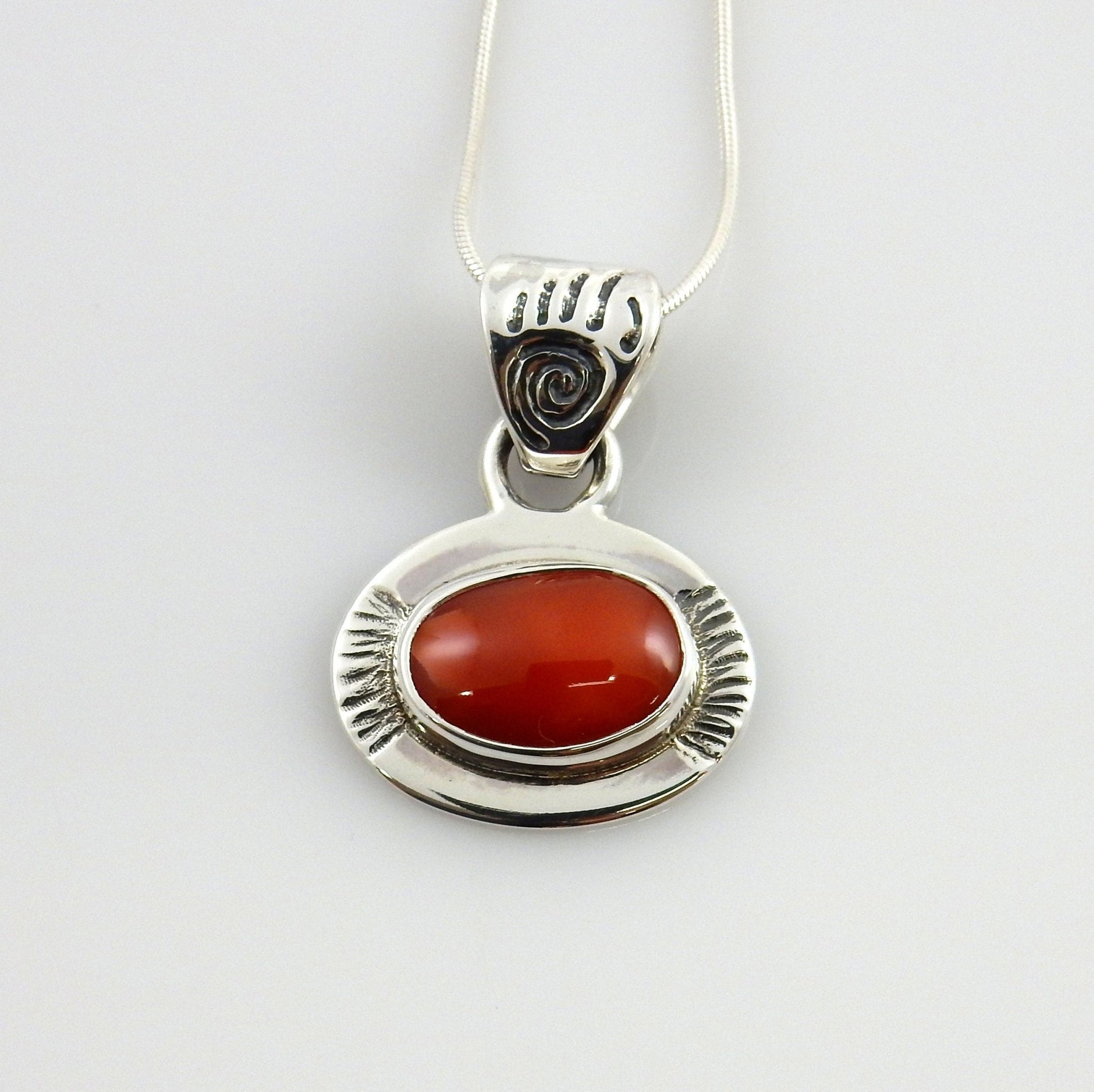 Unique Sterling Silver Italian Red Coral drop Bear Paw Pendant w/ 18" snake chain - DeSantis