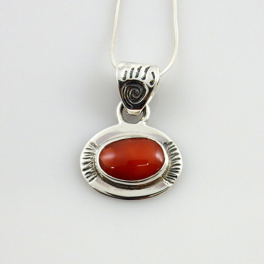 Unique Sterling Silver Italian Red Coral drop Bear Paw Pendant w/ 18" snake chain - DeSantis