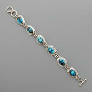 Handmade Adjustable Sterling Silver Blue Turquoise Link Bracelet