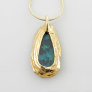 yellow gold drop natural opal pendant