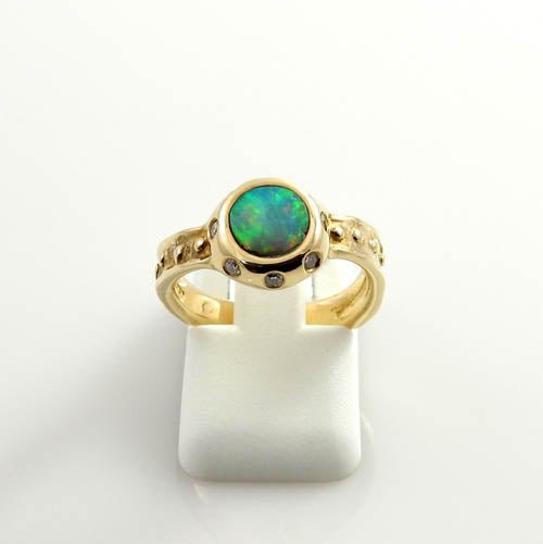 14kt Gold Australian Black Opal Diamond Ring - DeSantis