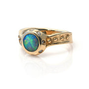 14kt Gold Australian Black Opal Diamond Ring - DeSantis