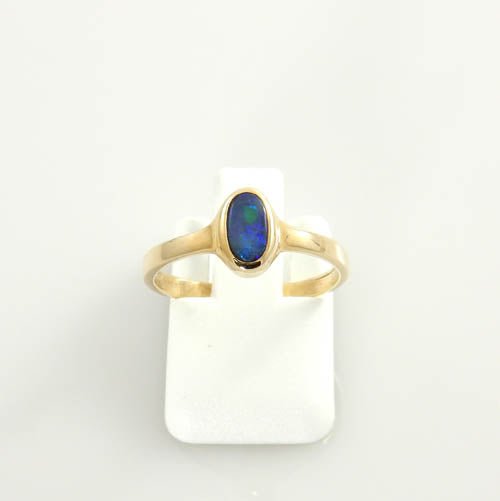 14kt Gold Australian Black Opal Inlay Ring - DeSantis