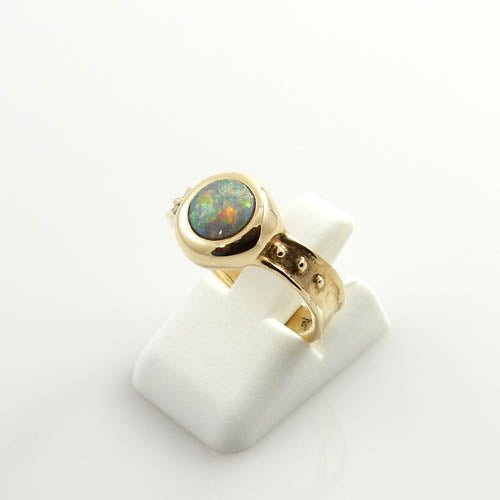 14kt Gold Australian Opal Inlay Ring Size - DeSantis