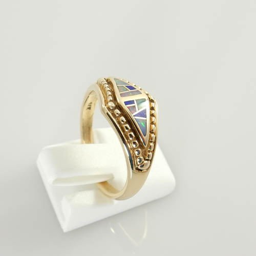 14kt Gold Australian Opal Lapis Ring - DeSantis