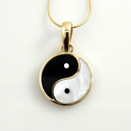 14kt Gold Black Onyx Mother of Pearl Yin Yang Pendant - DeSantis