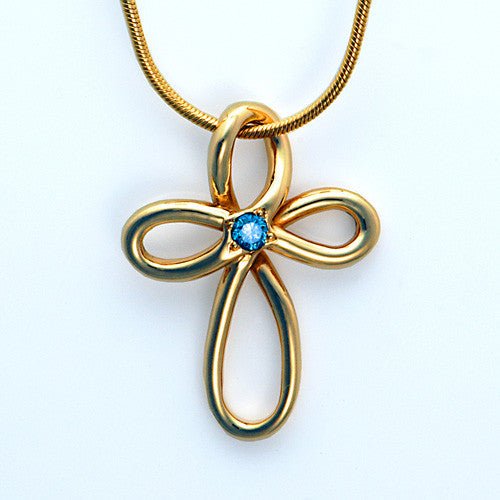 14kt Gold Blue Diamond Eternity Cross Pendant - DeSantis