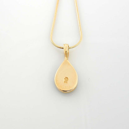 14kt Gold Blue Morenci Turquoise Inlay Teardrop Pendant - DeSantis