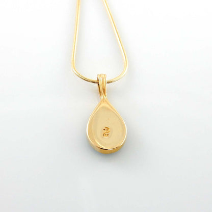 14kt Gold Blue Spiderweb Turquoise Inlay Teardrop Pendant - DeSantis