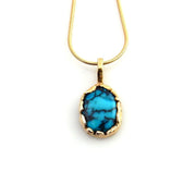 14kt Gold Blue Spiderweb Turquoise Pendant - DeSantis