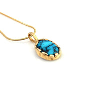 14kt Gold Blue Spiderweb Turquoise Pendant - DeSantis